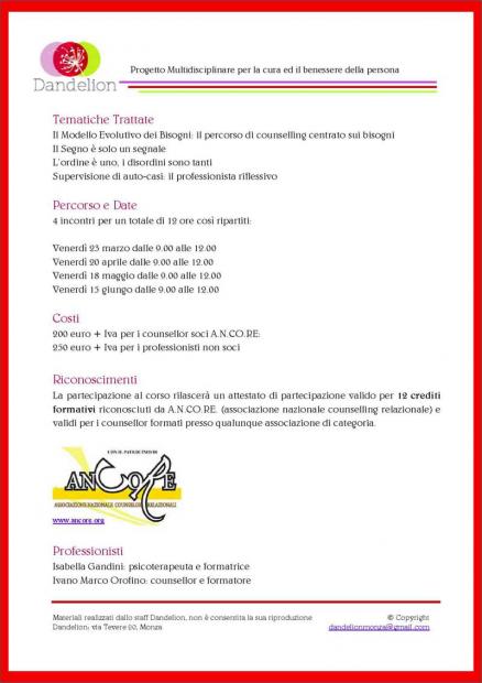 Aggiornamento Counsellor